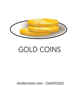 Vector logo-gold coins. Consists of an illustration of gold coins on a white background. Template, banner, decoration.