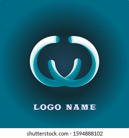 Vector logo-hunter. Consists of geometric shapes in the form of horns on a blue background. For business, website banner, decoration.