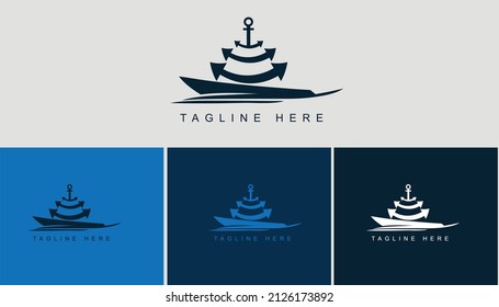 vector logos of anchors and ships for freight forwarding boats to send goods or send passengers