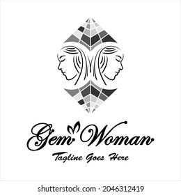 Vector logos for companies, businesses, beauty, salons, fashion and others. Vector creative logo template. illustration of two women in gems