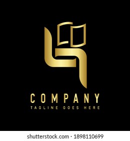 vector logos with curved lines and squares or triangles with gold color for companies, clubs, groups etc.