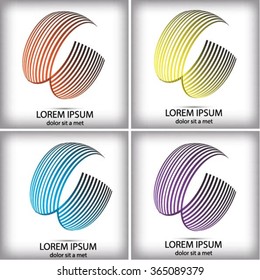 Vector Logos Design Template . Abstract Colorful Stripe Icon . Curved Lines on White Background . Spiral Logo