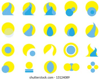 Vector logos and elements of sun and water