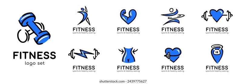 Vector logos for fitness, sports and healthy eating