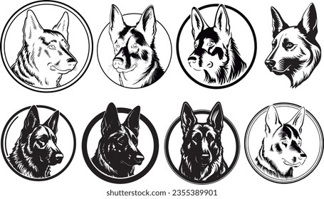 Vector logos of German shepherds