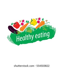 Vector logos healthy diet, lots of vegetables