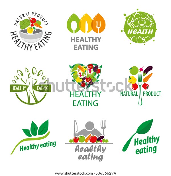 Vector Logos Healthy Food Natural Product Stock Vector (Royalty Free ...