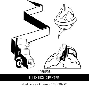 vector logos for logistics companies 3 versions of the logo in black and white style. stylized machines