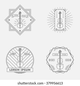 Vector logos in modern clean and simple style. Music label. Violin vintage illustration.