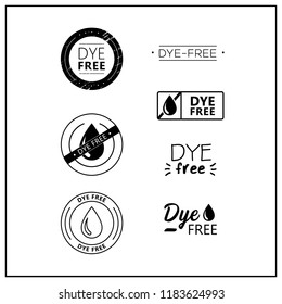 Vector logos for products. Icons dye free for product packaging. Dye-free drawn isolated sign icon set. Product labels.