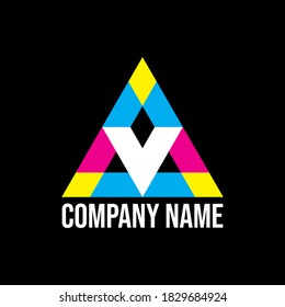 vector logos. rainbow triangle with the letter V logo.