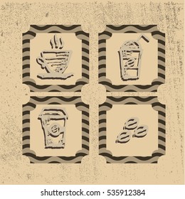 Vector logos for restaurants, coffee, Turk coffee,coffee Cup, hot drink,coffee beans.
