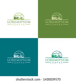 vector logos that represent mountains and trees