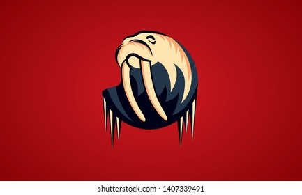vector logos walrus with icicles