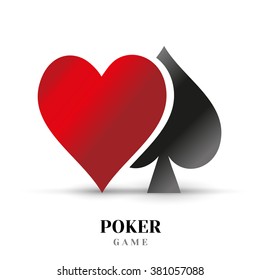 Vector logotype design. Casino games, cards, web banner. Poker logo isolated on white background. Poker icon color web.