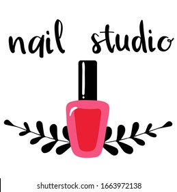 Diseño de logotipo vectorial para salón de uñas, estudio, bar, spa, boutique. Etiquetas de arte de uñas con texto de ejemplo. Conjunto de plantillas de logotipo de salón de uñas.
