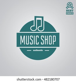 Vector logotype element, label, badge and silhouette for music shop