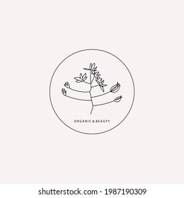 Vectorlogotype-Element. Teil der Blütenanlage, in Linien gezeichnet