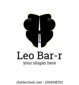 Vector logotype in the form of lion and wineglass. The logo is ideal for a bar or restaurant. Leo Bar.
