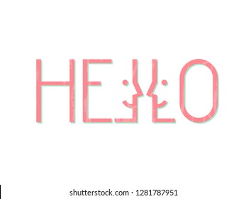 Vector logotype HELLO with original design, perfect for digital use on websites, online stores; for printing on t-shirts, posters, banners, flyers, postcards, business cards, bags and tags. EPS10

