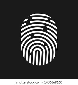 Vector logotype. Identification finger print. Personal data, account access technology. Biometric, unique id. Security feature.