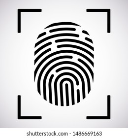 Vector logotype. Identification finger print. Personal data, account access technology. Biometric, unique id. Security feature.