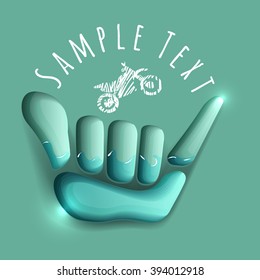 vector logotype illustration hand symbol shaka motorcycle