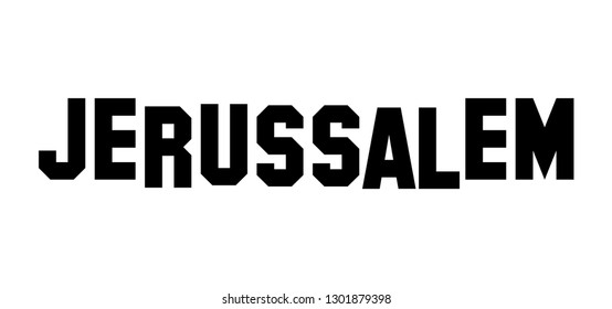 Vector logotype of Jerussalem. Sign Logo icon. Word Typography. Vector icon.