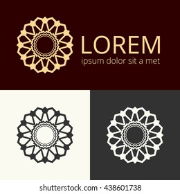 Vector logotype. Vector luxury islamic logo collection. Eastern sign sun. Business identity concept.