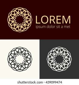 Vector logotype. Vector luxury islamic logo collection. Eastern sign sun. Business identity concept.