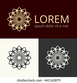 Vector logotype. Vector luxury islamic logo collection. Eastern sign sun. Business identity concept.