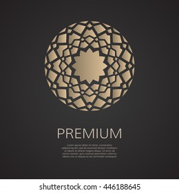 Vector logotype. Oriental luxury islamic logo. Eastern sign sun. Business identity concept.