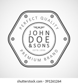 Vector logotype. Retro Vintage Logo. Example: "John Doe & sons", perfect quality, premium brand.