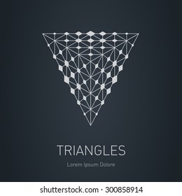 Vector logotype template. Grid structure. The lowpoly mesh. Modern stylish logo. Design element with triangles and rhombus.