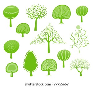 Vector logotype tree set