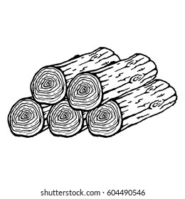 Vector logs of firewood isolated on white. Vector illustration.