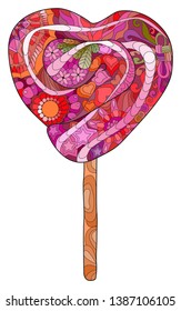 Vector lollipop with abstract ornaments. Hand drawn illustration for t-shirt and other decoration
