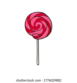 Vector lollipop. Striped red lollipop stock illustration 