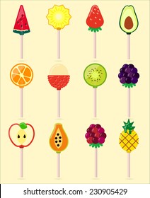 vector lollipops with fruit flavor