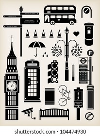 Vector London city street icon set