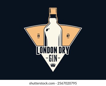 Vector london dry gin logo on a dark background