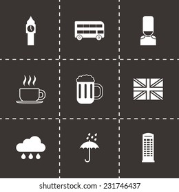 Vector london icon set on black background