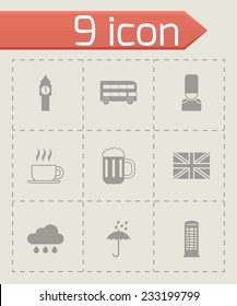 Vector london icon set on grey background