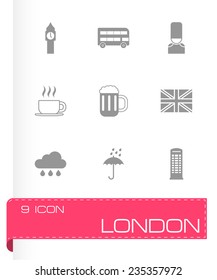 Vector london icon set on grey background