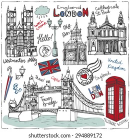 Vector London Landmark Letteringdoodle Hand Drawn Stock Vector (Royalty ...