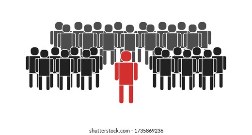 Vector loneliness concept simple illustration. Society people design icon in flat style.