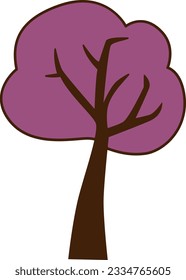 Vector lonely tree icon. Vector purple tree icon.