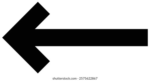 Vector long arrow icon. Black arrow icon. Black long arrow isolated on white background. Long arrow.