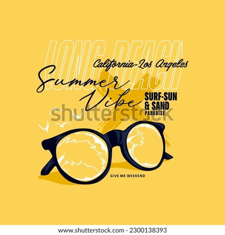 vector of long beach california summer vibe design graphic illustration