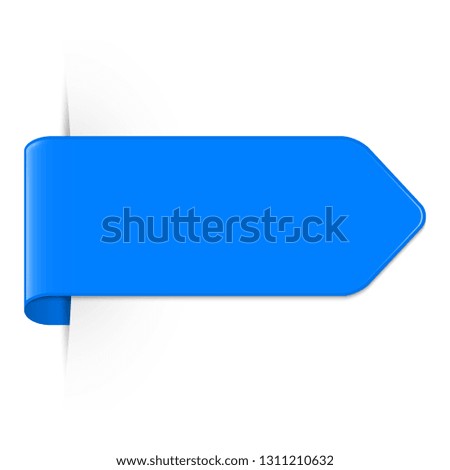 Vector long curved blue bookmark arrow with shadow and copy space